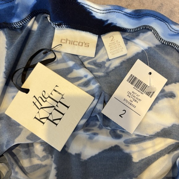 Chicos The Knit Kit Asymmetrical Midi Dress L Blue Stretch Travel Beachy Boho - Picture 3 of 8